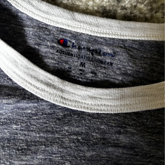 Champion Heritage Script Logo Ringer Tee Heather Gray Size: Medium - Picture 4 of 4